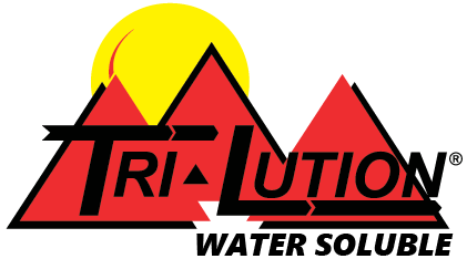 Tri-Lution logo with three red mountains in front of a yellow sun